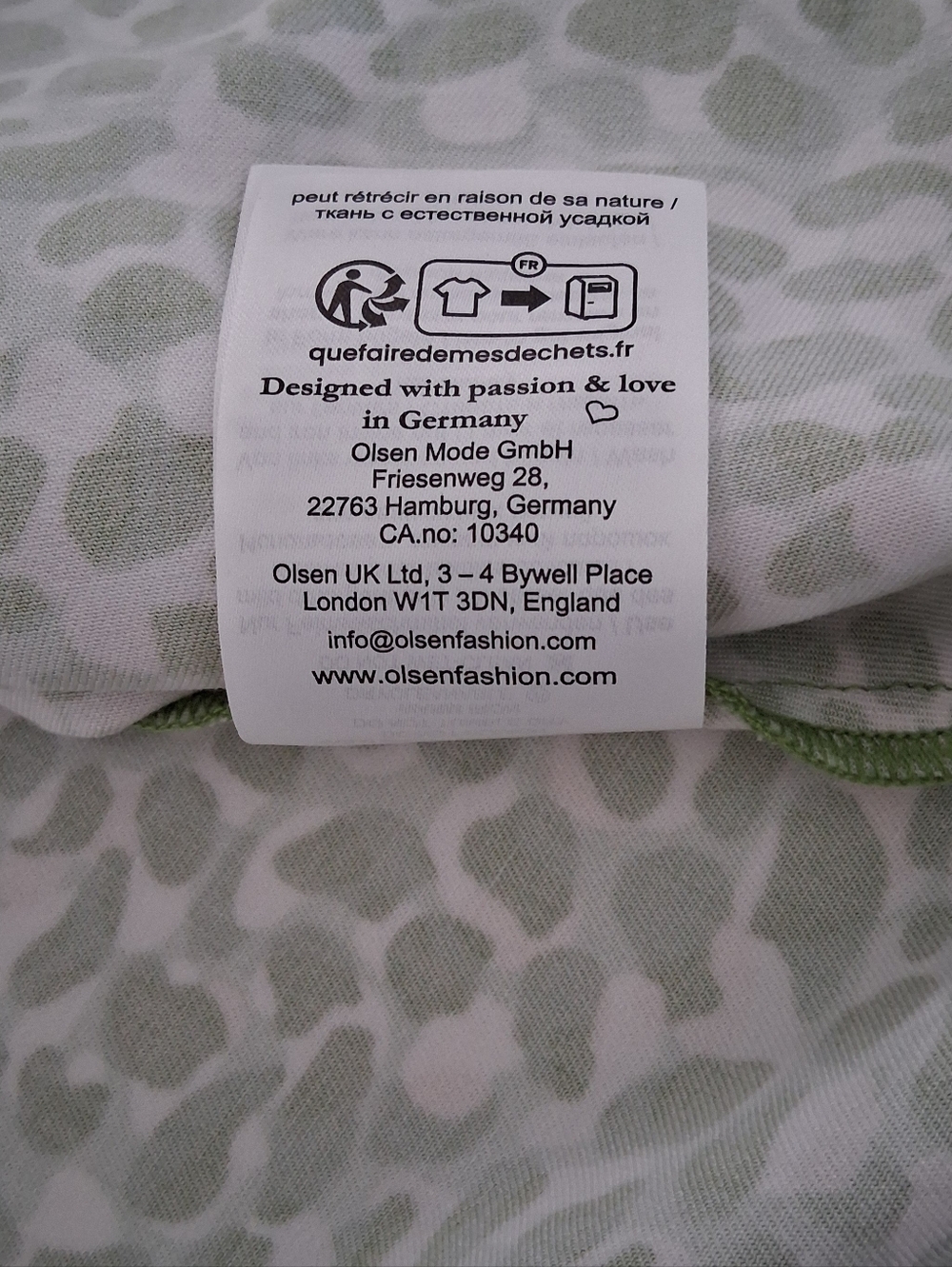 Olsen/ Sleeveless Green, Beige, White Pebble-Print Shift Dress/ Size US 8 - Picture 10 of 14